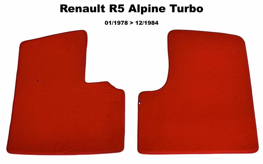 Alle - tapis de sol, Renault R5 Alpine Turbo de 01.1978 à 12.1984, kit moquette rouge de très h