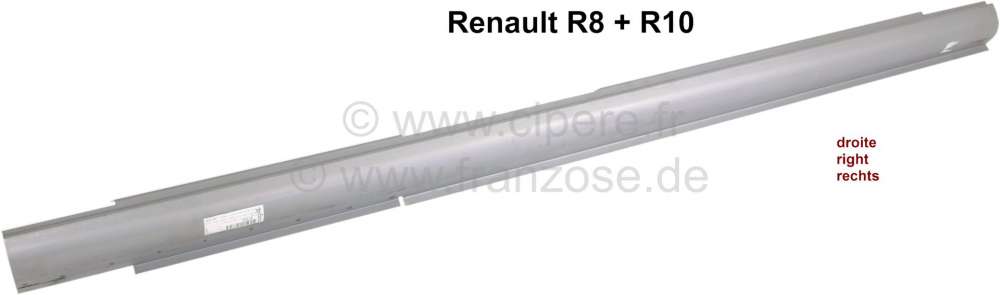 Alle - tôle de brancard droit, Renault R8, R10 Major. Made in Europe.