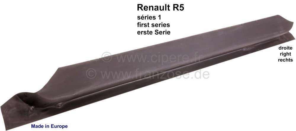 Renault - tôle de réparation de fond de porte avant droite, Renault R5 série 1, pour modèle 3 po