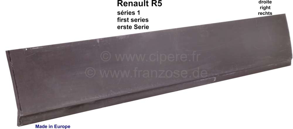 Citroen-2CV - tôle de réparation de panneau ext. de porte avant droite, Renault R5 série 1, pour mod