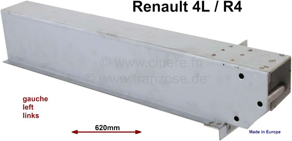 Alle - longeron arrière gauche, Renault 4L, support de train arrière sans silentbloc. Made in E
