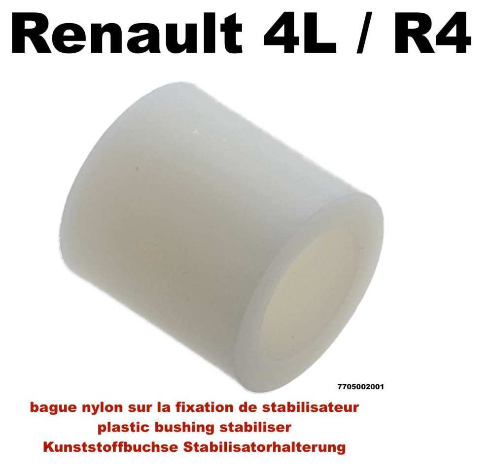 Alle - bague nylon sur la fixation de stabilisateur, Renault 4L. Cette entretoise silentbloc en p