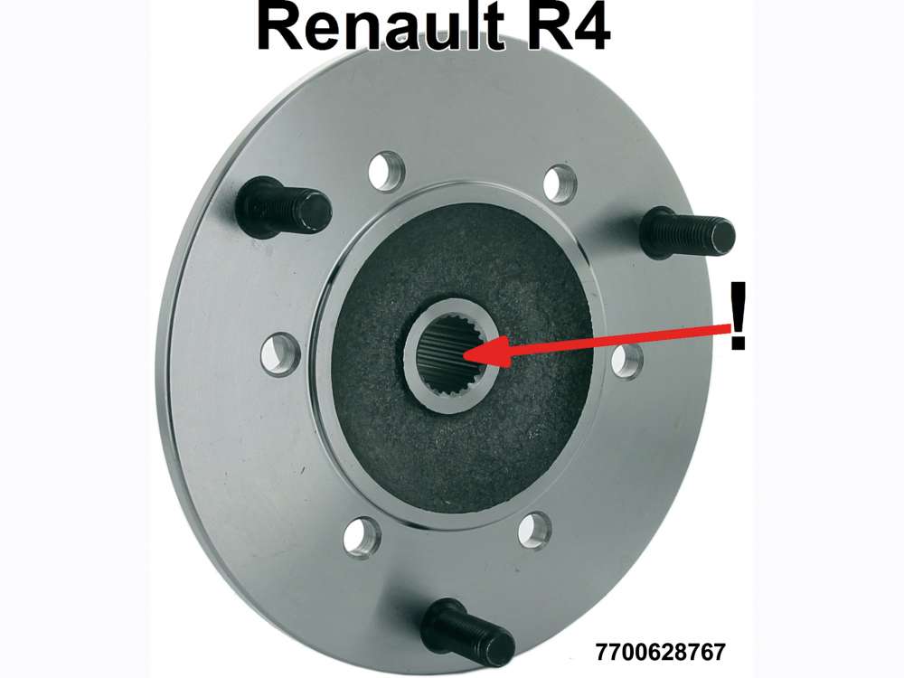 Alle - moyeu de roue avant, Renault 4L, R5, canelures fines, n° d'origine 7700628767