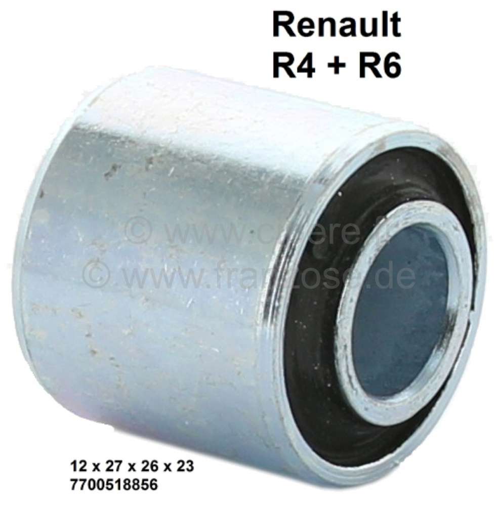 Renault - silentbloc (bague élastique) essieu avant, Renault 4L, R6, dimensions int. 12 x 27, exté