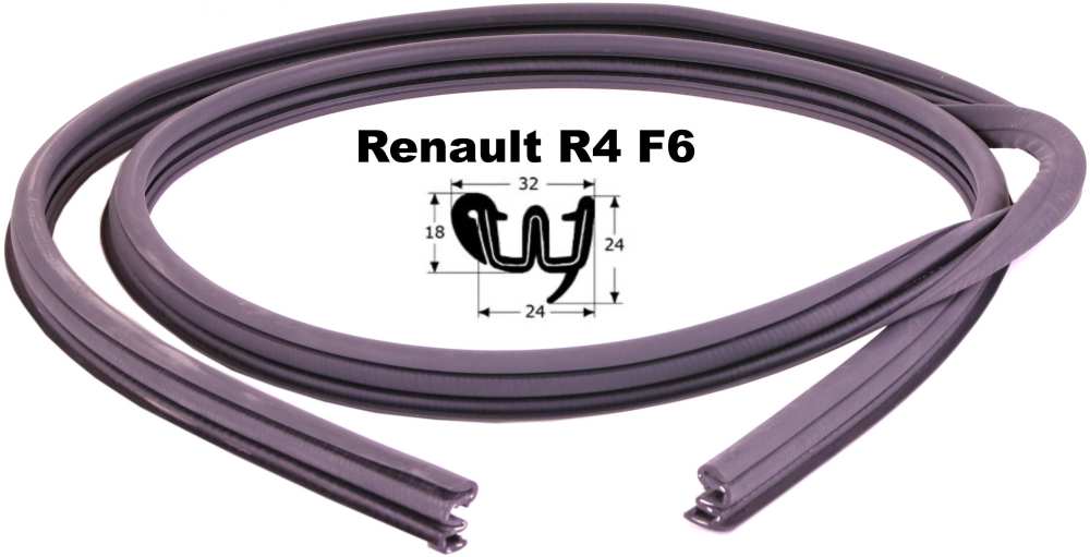 Peugeot - joint de vitre coulissante arrière dans la caisse, Renault R4F6 (R2370), coulisse, caoutc