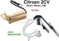 Citroen-2CV - rupteur et condensateur, 2CV6/2CV4, 12 volts, Bougicord/Valeo. Made in France.