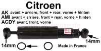 Citroen-2CV - amortisseur, Citroën 2cv fourgonnette, amortisseur court pour axe de 14mm, montage AK ava