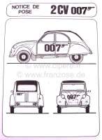 Citroen-2CV - autocollant, Citroën 2cv 1981 James Bond 007 