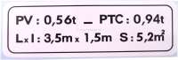 citroen 2cv autocollant plaque tare tarage mehari P16346 - Photo 1