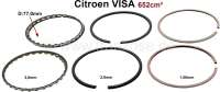 Citroen-2CV - segments Visa 652cm³, pour 2 pistons. dimensions: 77x1.5 + 2 + 3 mm STD.