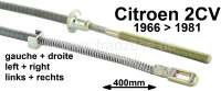 Citroen-2CV - câble de frein à main, 2CV de 1966 à 1981, pour freins à tambours, longueur 400mm, n°