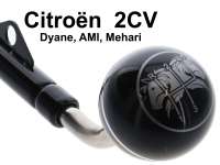 Citroen-2CV - pommeau de commande de vitesse, Citroën 2cv, noir, avec 2 têtes de canassons imprimées 