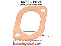 Citroen-2CV - joint de tubulure d'échappement en cuivre, 2CV6, uniquement en cuivre d'épaisseur 1,5mm.