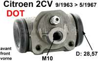 Citroen-2CV - cylindre de roue, 2CV de 09.1963 à 05.1967, avant, raccord M10x100, piston1 1/8''. Made i
