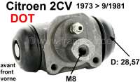 Citroen-2CV - cylindre de roue, 2CV équipées de freins à tambour à l'avant de 1973 à 1982, freins a