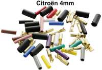 Citroen-2CV - cosses ronde 4mm (fiches et prises), 20 pces, comme d'origine, avec caoutchouc et couleurs