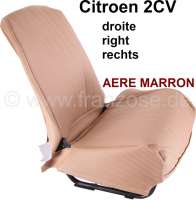 Citroen-2CV - garniture de siège avant droite, skai marron, Citroën 2CV, dossier avec 2 arrondis symé