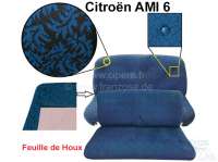 Citroen-2CV - garniture de siège bleu, Citroën Ami 6, tissus modèle Feuille de Houx bleu, kit pour re