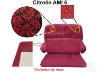 Citroen-2CV - garniture de siège rouge, Citroën Ami 6, tissus modèle Feuille de Houx rouge, kit pour 
