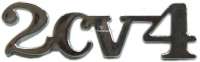 Citroen-2CV - monogramme 2CV4, plastqiue chromé, comme d'origine, longueur env. 85mm, hauteur env. 25mm