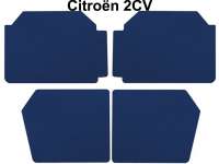 Citroen-2CV - panneau de porte, Citroën 2CV, skai bleu, jeu de 4 pces, grand modèle pour portière san