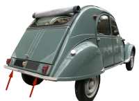Citroen-2CV - baguette latérale aluminium sur pare-chocs arrière, Citroën 2CV de 1958 à 1963, baquet
