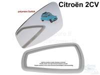 Citroen-2CV - rétroviseur de porte, Citroën 2cv, miroir et cadre en plastique pour rétroviseur droit 