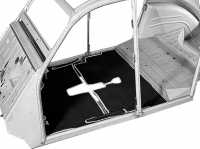 Renault - tapis de sol, Citroën 2cv, moquette velours noir borduré gris, avant + arrière + coffre