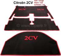citroen 2cv tapis sol moquette velours noir bordure rouge P18061 - Photo 1