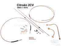 Citroen-2CV - tube de frein, Citroën 2CV de 06.1964 à 1970, jeu complet de tubes de freins avec raccor