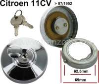 Citroen-DS-11CV-HY - bouchon chromé de réservoir à clé, Traction - 11cv jusque 07.1952. Attention: pour fer