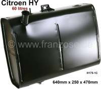 Citroen-DS-11CV-HY - réservoir d'essence, Citroën HY toutes années, 60 litres, longueur 640mm, largeur 250mm