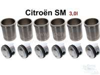 Citroen-DS-11CV-HY - chemises et pistons, Citroën SM + Maserati, moteur 3,0l., alésage 91,60mm, le jeu de 6