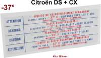 Citroen-DS-11CV-HY - autocollant, Citroën DS, CX, adhésif liquide de refroidissement antigel jusqu'à -37°, 