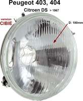 Citroen-DS-11CV-HY - réflecteur de phare, Peugeot 404, 403, Citroën DS jusque 1967, Cibié, pour ampoule H4, 