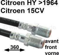 Citroen-DS-11CV-HY - flexible de frein avant, Traction 15six, HY jusque 1964, longueur 360mm, n° d'origine 520