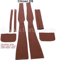 Citroen-DS-11CV-HY - habillage de montant milieu, Citroën DS, la paire (G + D), matériau : cuir brun