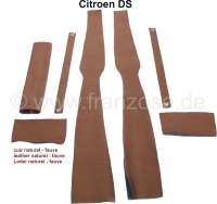 Citroen-2CV - habillage de montant milieu, Citroën DS, la paire (G + D), matériau : cuir naturel - fau