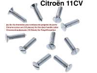 Citroen-DS-11CV-HY - jeu de vis chromées pour embase de poignée de porte, Traction - 11cv et 15cv