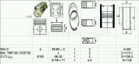 Alle - chemises et pistons, Peugeot 504 diesel, moteurs TMP90, XDP90, 2112cm³, alésage: 90mm, a