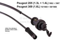 Peugeot - câble d'accelérateur, Peugeot 205, 1300cm³ et 1400cm³ de 1982 à 1987, Peugeot 309 1.6