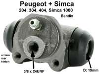 Peugeot - cylindre de roue, Peugeot 204, 304, 404 thermostable, Simca 1000 après 1967 jusque n° s