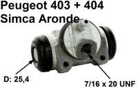 Peugeot - cylindre de roue, Peugeot 403 de 05.1958 à 1965, 404 jusque 10.1965, 404 injection jusque