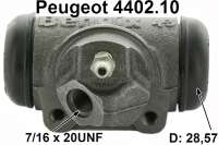 Alle - cylindre de roue, Peugeot 403, 404 de 1962 à 1965, Simca, arrière, n° Bendix 621019, pi