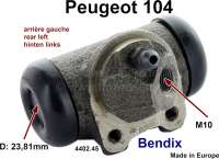 Alle - cylindre de roue arrière gauche, Peugeot 104, pour freinage Bendix simple circuit à part
