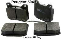 Peugeot - plaquettes de frein avant, Peugeot 504, freins LUCAS, avec indicateur d'usure, largeur 78,