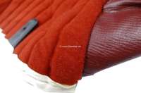 Citroen-DS-11CV-HY - habillage d'assise de banquette arrière, bi-ton simili et drap rouge (amarante 2304 + rou