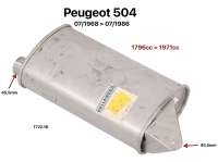 Peugeot - silencieux milieu, Peugeot 504 de 07.1968 à 07.1986, moteurs de 1796cm3 à 1971cm3, carbu