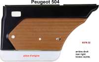 Peugeot - panneau de porte, Peugeot 504 berline, arrière droit, skai marron et noir, partie inf. ar