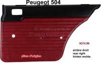 Peugeot - panneau de porte, Peugeot 504 berline, arrière droit, skai rouge et noir, pièce Peugeot 